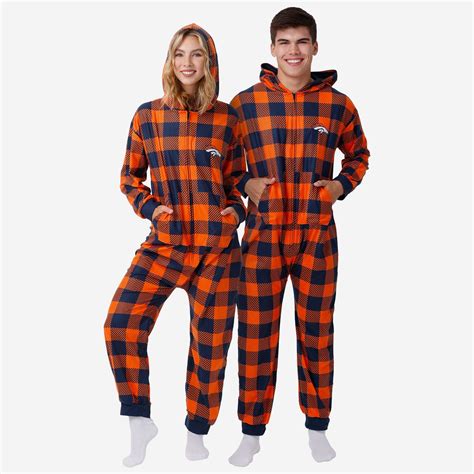 Denver Broncos Plaid One Piece Pajamas | One piece pajamas, Womens pjs