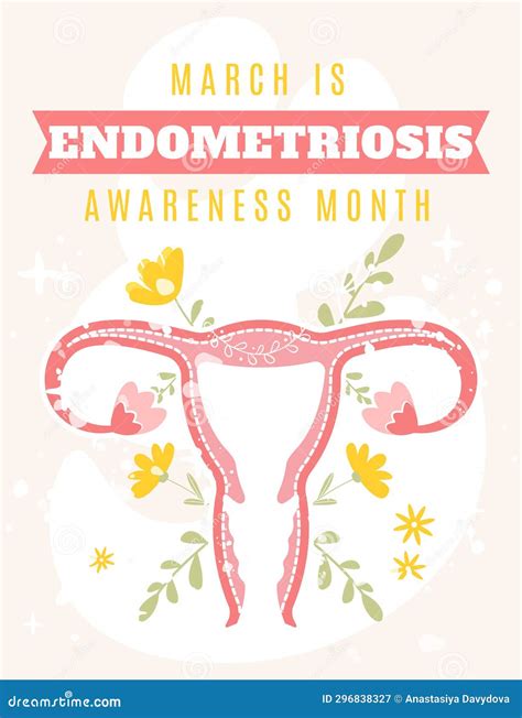 March Is Endometriosis Awareness Month Uterus On Floral Background