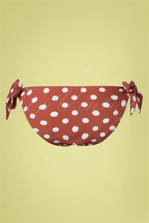 Unique Vintage 50s Side Tie Polkadot Bikini Bottoms In Rust Shop At