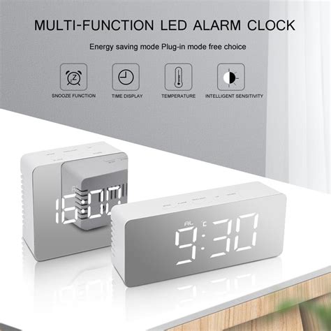 Buy Led Mirror Digital Clock Alarm Clock Snooze Table Clock Wake Up