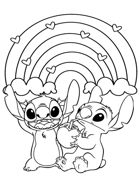 Easy Coloring Sheet Stitch Valentines