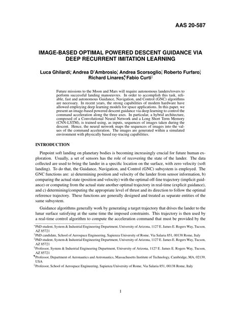 Pdf Image Based Optimal Powered Descent Guidance Via Deep Recurrent