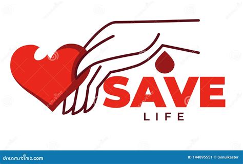 Save Life Isolated Icon Heart And Hand Charity Fund Stock Vector