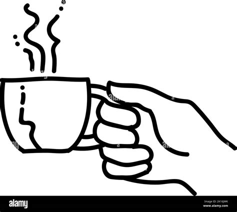 Hand Holding Hot Drink Cup Coffee Tea Milk Chocolate Beverage Hand Drawn Vector