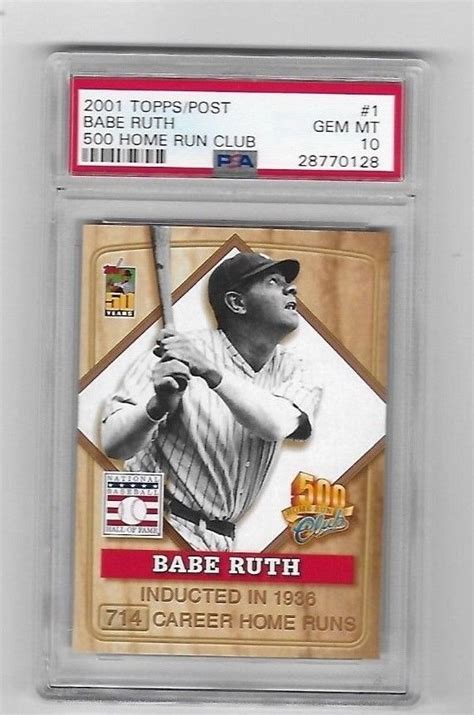 Auction Prices Realized Baseball Cards 2001 Topps Post 500HR Club Babe Ruth