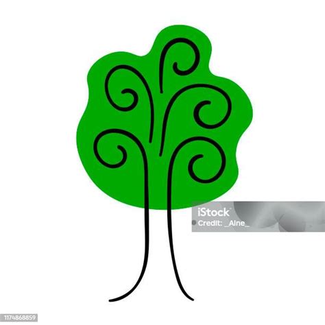 Arbre Vert De Dessin Animé Disolement Sur Le Fond Blanc Illustration De