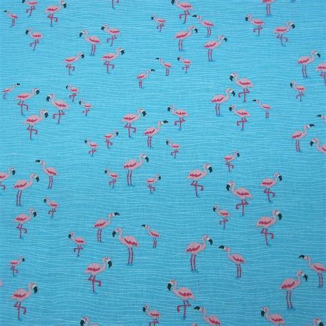 105cm Wide Blue Flamingos Fabric Cotton Fabric Bird Flamingo Printed