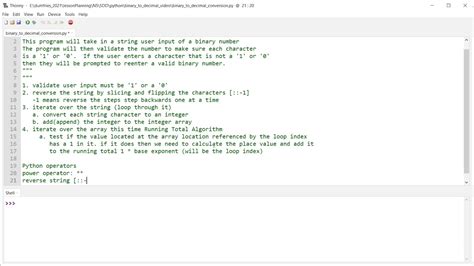 Python Program Convert A Binary Number To Decimal Youtube