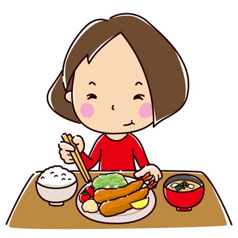 食事をする女性のイラスト（2カット） イラストくん