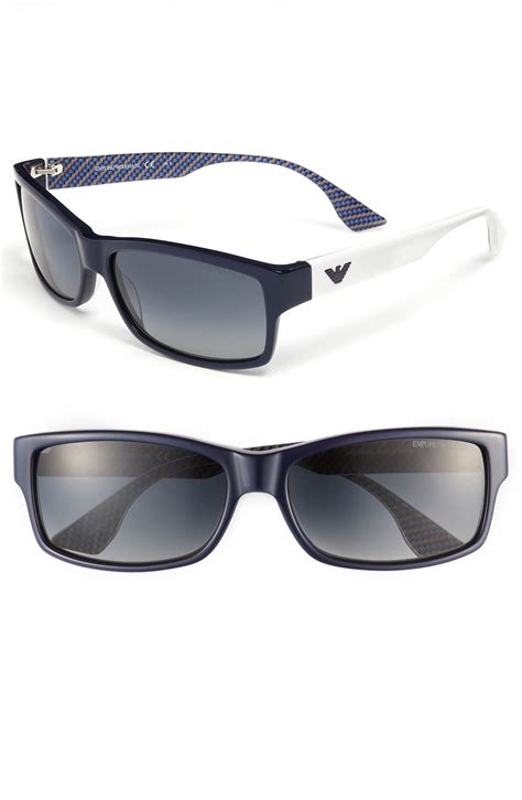 Emporio Armani Rectangular Polarized Sunglasses In Blue For Men Blue White Lyst