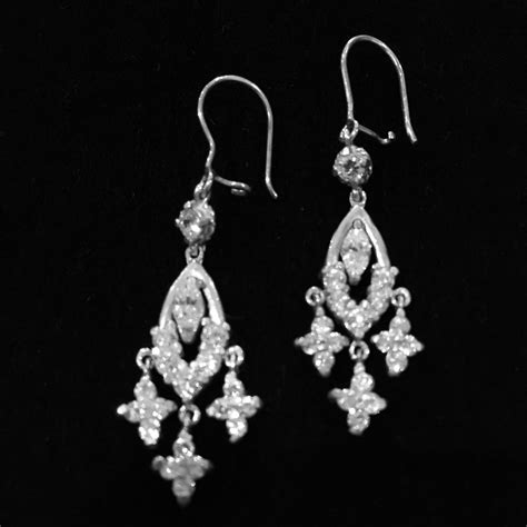 Small Chandelier Sterling Silver Cubic Zirconia Earrings Gorgeous Gems