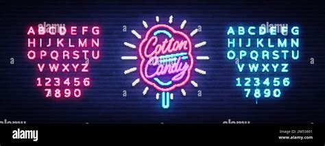 Cotton Candy Neon Sign Cotton Candy Logo In Neon Style Symbol Banner