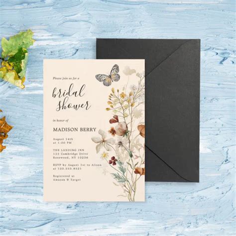 Boho Wildflower Bridal Shower Invitation Zazzle