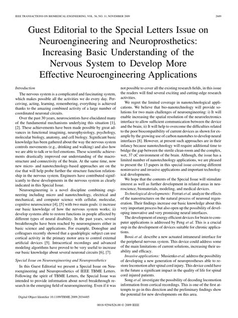 (PDF) Guest Editorial to the Special Letters Issue on Neuroengineering and Neuroprosthetics ...