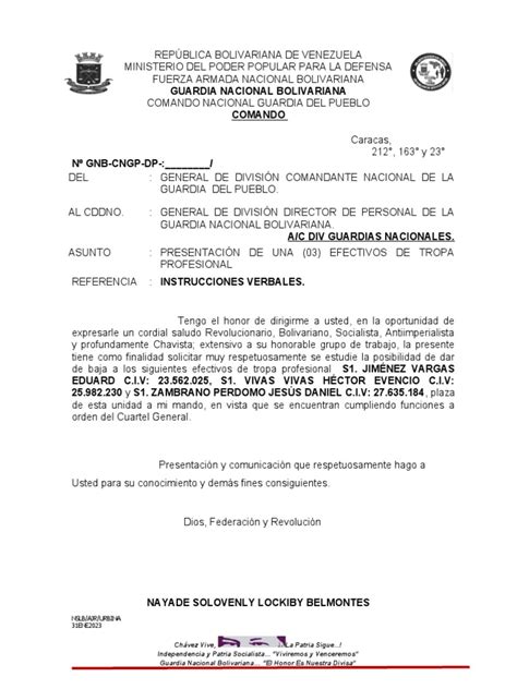 Oficio De Presentacion A Div Personal Pdf