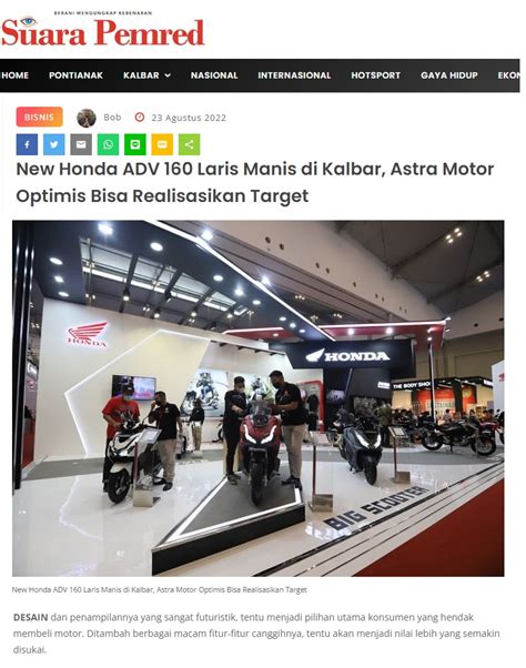 New Honda Adv Laris Manis Di Kalbar Astra Motor Optimis Bisa