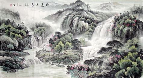 Chinese Waterfall Painting 1058018, 97cm x 180cm(38〃 x 70〃)