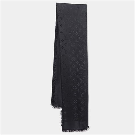 Louis Vuitton Black Silk Wool Classique Monogram Shawl Louis Vuitton