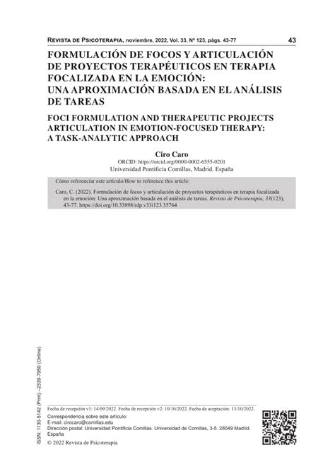 PDF Formulación de Focos y Articulación de Proyectos Terapéuticos en