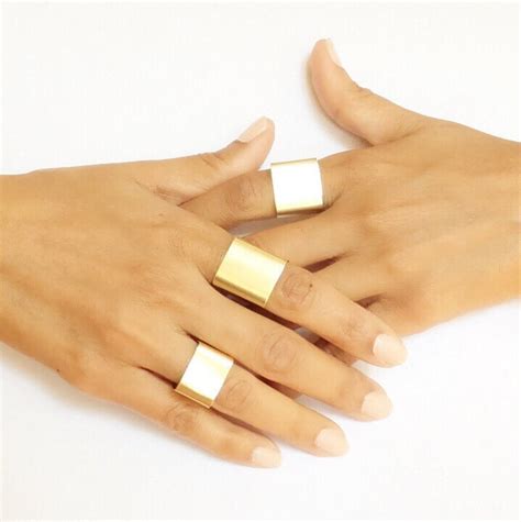 Flat Square Gold Ring Wide Gold Ring Band Signet Ring Cigar