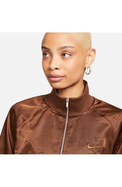 Nike Women S Air Full Zip Satin Jacket In Brown Modesens