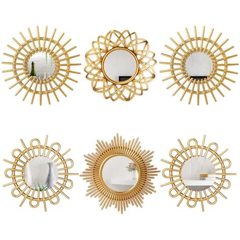 Namalu 6 Pcs Sunburst Mirror for Wall Decor, Small Circle Sun Espejos ...