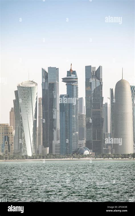 Corniche and Downtown Skyline, Doha, Qatar Stock Photo - Alamy