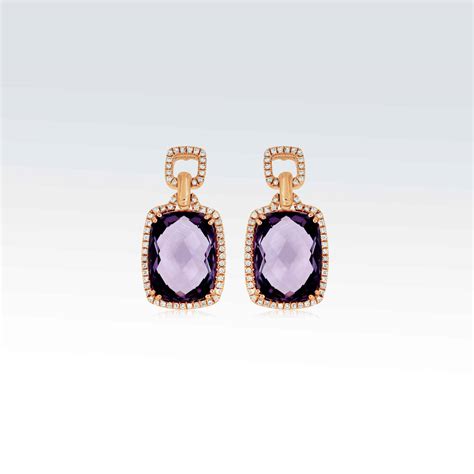 Rose Gold Diamond & Amethyst Earrings