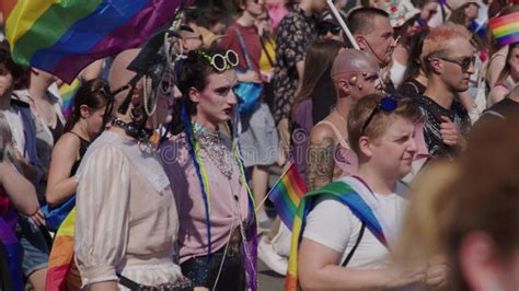 March For LGBTQ Rights In A Pride Parade Stock Video Video Of March