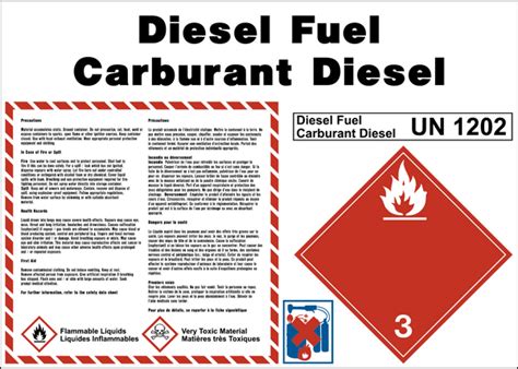 Product Identification Label Diesel Fuel Bilingual Western Safety Sign