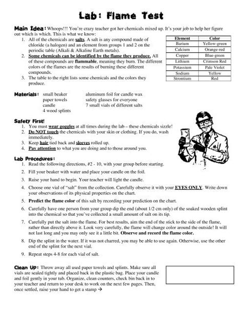 Flame Test Lab Answer Key