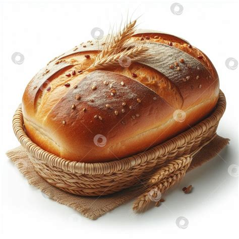 Свежий хлеб в корзине на белом фоне. - Ozero - российский фотосток