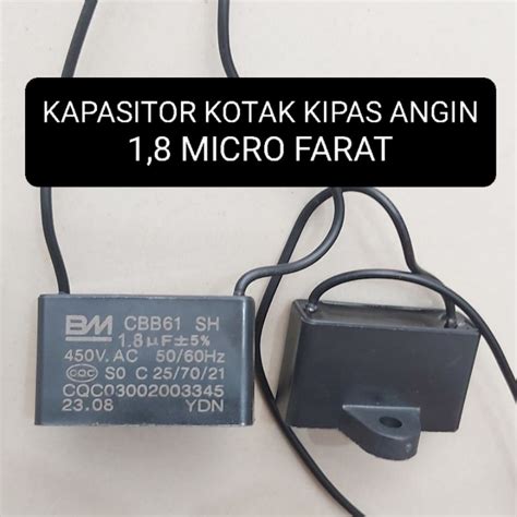 Jual Kapasitor KOTAK 1 8 UF Kipas Angin 2 Kabel 1 8 UF 400V 450Volt