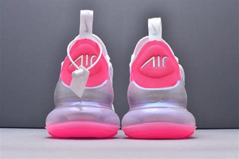 Ladies Nike Air Max 270 White/Hot Pink With Iridescent Swoosh - FavSole.com