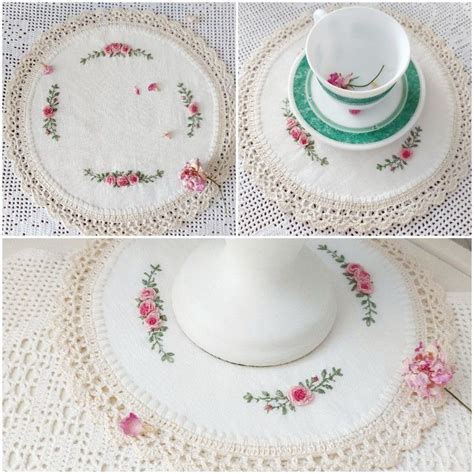 салфетка вышитая в 2024 г | Вышивка цветов, Рококо, Скатерти