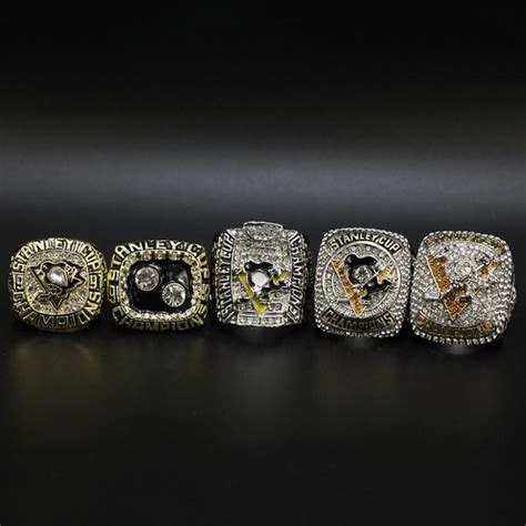 5 Pittsburgh Penguins NHL Stanley Cup championship rings set - MVP Ring