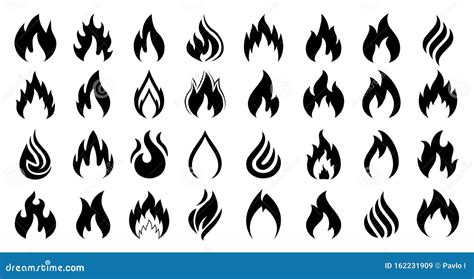 Flames Icon Set Fire Flame Of Various Shapes Vector Illustration