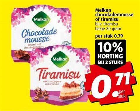 Melkan Chocolademousse Of Tiramisu Aanbieding Bij Boni