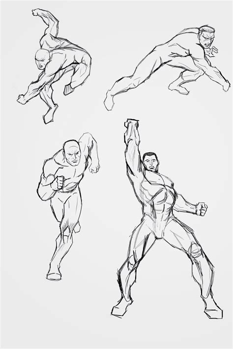 Drew Some Action Poses In Photoshop Male Body Art Anime Poses