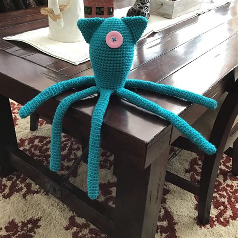 Crocheted One Eyed Octopus Bright Turquoise Etsy Ireland