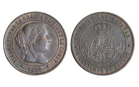 Isabel II 1833 1868 5 Céntimos de Escudo 1868 Barcelona EBC MBC