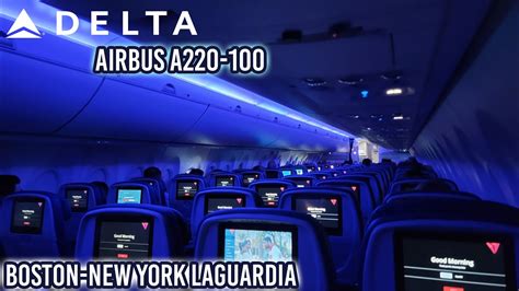 Flying Delta S Ultra Modern Airbus A220 100 Main Cabin Boston New York Laguardia Youtube