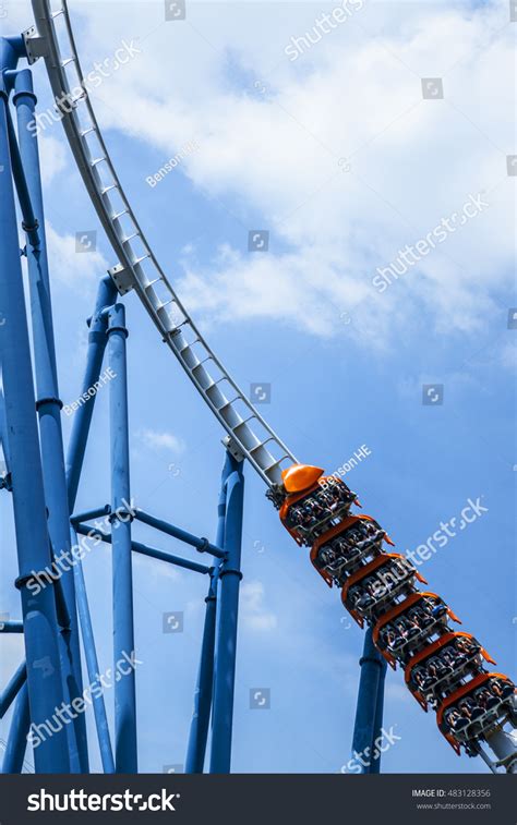 Passengers Restrained Seats Steel Roller Coaster Stock Photo 483128356 ...