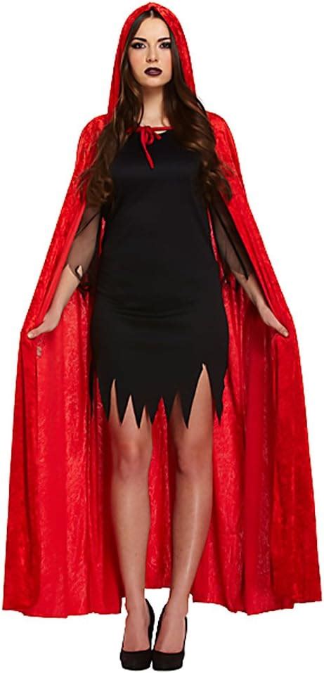 Henbrandt Adult Red Velvet Cape With Hood Halloween Cloak Outfit For