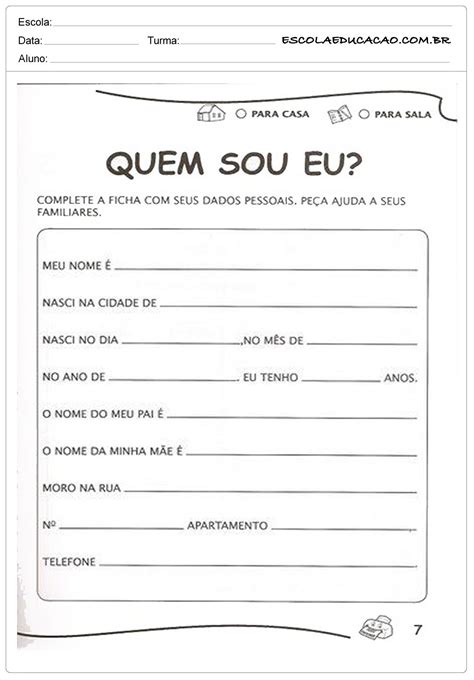 Quem Sou Eu Atividades Para Educação Infantil - 8