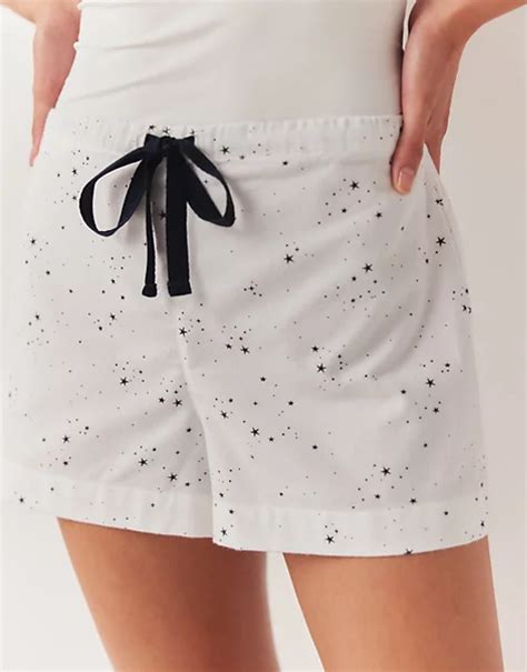 Brushed Cotton Star Print Pajama Shorts Sleepwear Sale The White