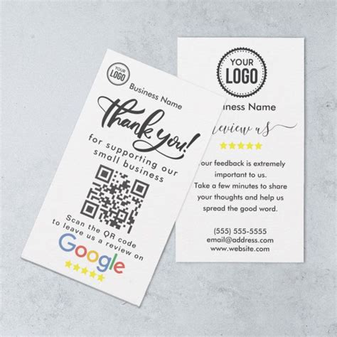 Google Reviews With Thank You And QR Code Business Card Zazzle Qr