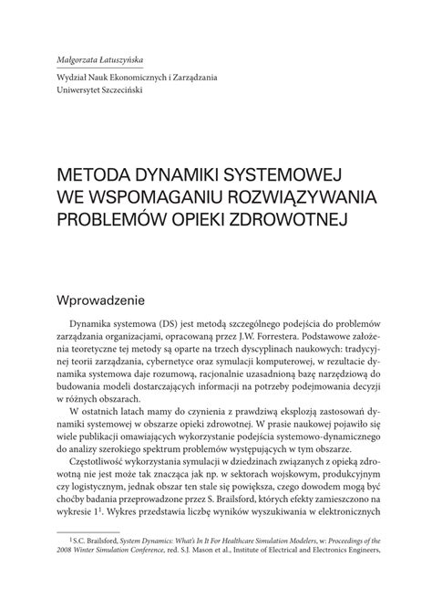 PDF Metoda dynamiki systemowej we wspomaganiu rozwiazywania problemów