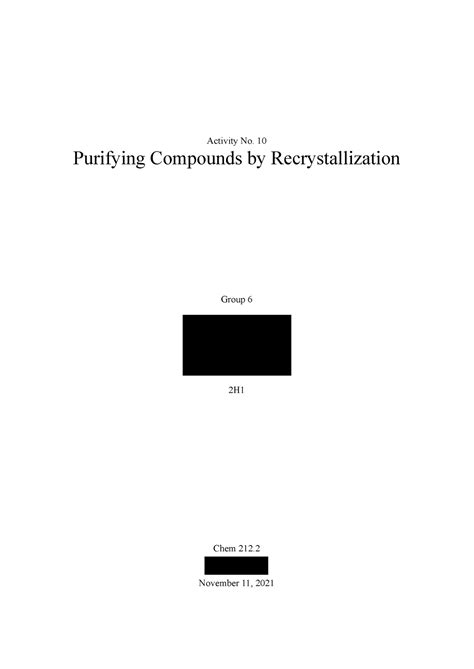 Purifying Compounds By Recrystallization Lab Report Activity No