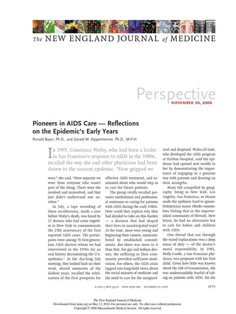 Perspective New England Journal Medicine Pdf Hiv Aids Medicine